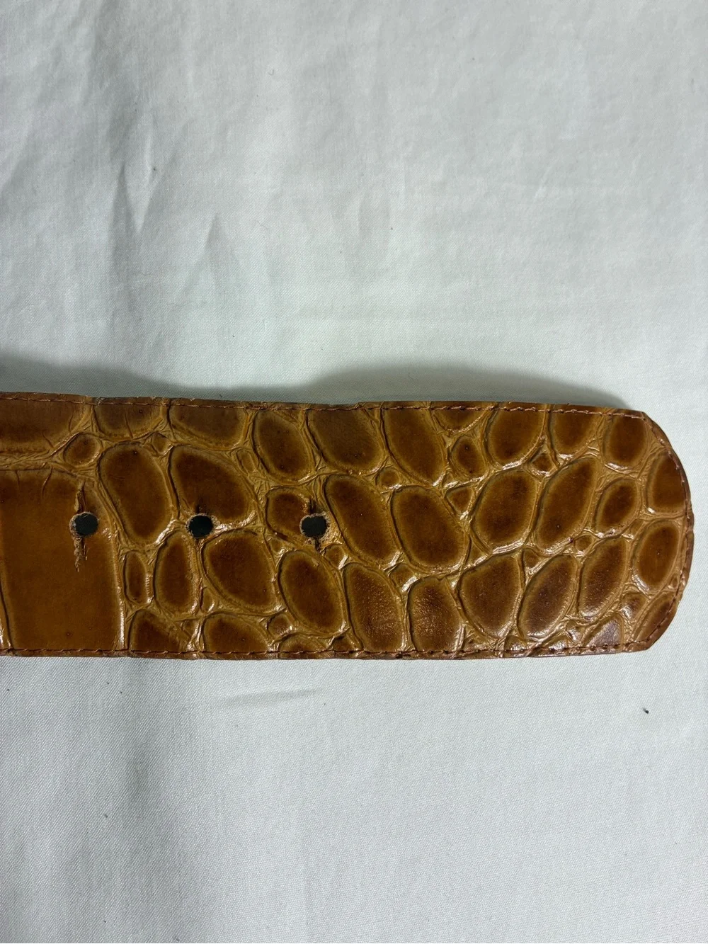 Womens belt 35” long Brown Croc-Textured faux leather Tortoiseshell Buckle